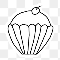 Cupcake doodle sticker with a white border design element