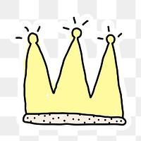 Yellow crown doodle sticker with a white border design element