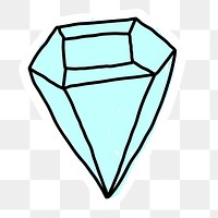 Blue diamond doodle sticker with a white border design element