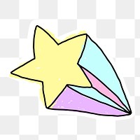 Pastel shooting star doodle sticker with a white border design element