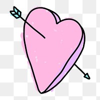 Pink heart with an arrow  design elmenet