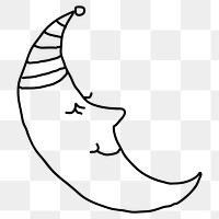 Hand drawn sleeping crescent moon design element