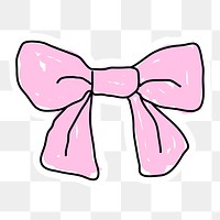 Pink bow doodle sticker with a white border design element