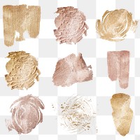 Shiny gold paint png sticker brush stroke collection