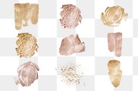 Smudged glitter gold png sticker paint collection