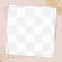 Metallic border frame png on pastel pink background