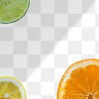 Delicious orange and lime citrus fruit slices flat lay design element