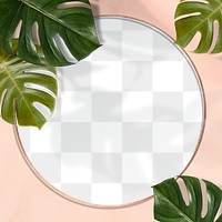 Gold round Monstera leaves frame design element