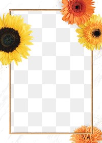 Gold rectangle blooming sunflower frame | Free PNG - rawpixel