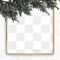 Gold frame pine tree png