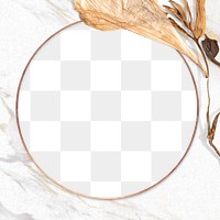 Round dried flower frame png in earth tone