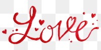 Cursive red Love typography design element