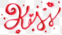 Red cursive Kiss oil paint typography design element