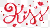 Red cursive Kiss oil paint typography design element