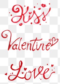 Red valentines love oil paint typography design element set