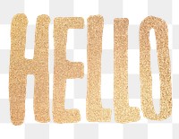 Gold glitter Hello png greeting word typography and lettering