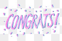 Congrats! word sparkling pink png typography