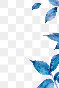 Blue watercolor leaf png border illustration