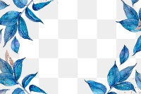 PNG blue leaf frame botanical illustration