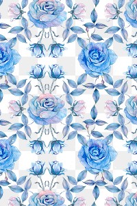 Blue rose png watercolor patterned background