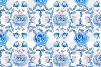 Blue rose png watercolor patterned background