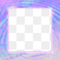 Lilac neon frame png holographic purple water ripple