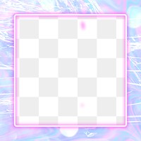 Pink neon frame png plastic wrap texture holographic