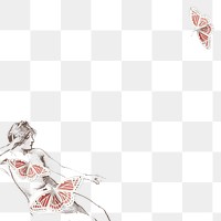 Female nude with butterflies png 