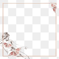 Nude lady png frame vintage illustration