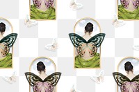 Butterfly woman png pattern background