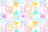 Neon nude woman png pattern wallpaper