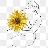 Women holding flower outline png