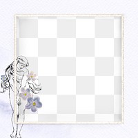 Naked woman with flowers png frame