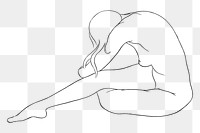 Hand drawn of sitting woman png