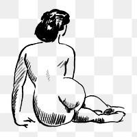 Back view nude lady drawing png