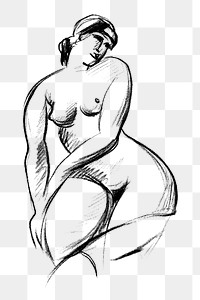 Nude female body sketch png 