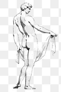 Back view naked man png