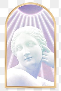 Png vintage woman sculpture in holographic effect