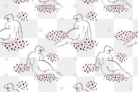 Reclining nude women png patterned background