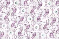 Purple vintage themed leaves, flowers seamless pattern png background