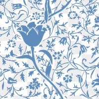 Vintage png floral ornament blue tulip flower seamless pattern background