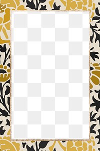 PNG flower ornament gold frame pattern inspired by William Morris