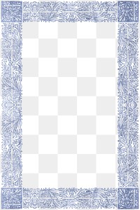 Decorative vintage floral png blue frame border pattern