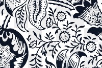 Vintage png black floral ornament seamless pattern background