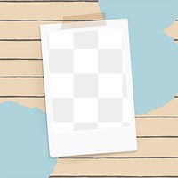 Png instant photo frame on striped background