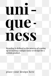 Uniqueness png black typography design
