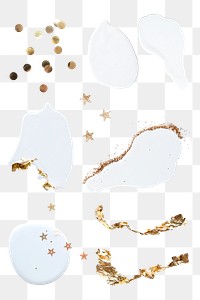 White acrylic paint with gold elements png