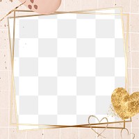 Gold shimmering heart frame png 