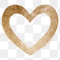 Golden sparkle png heart sign
