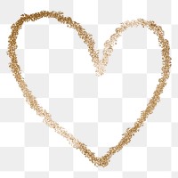 Gold glitter png heart symbol